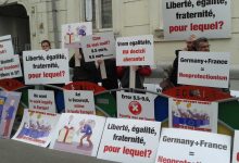 Transportatorii au protestat la ambasadele Germaniei si Frantei la Bucuresti