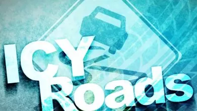 generic icy roads car tire track