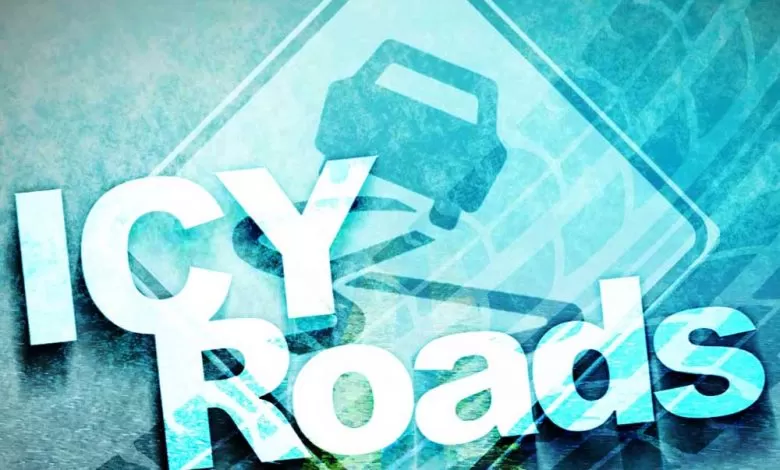 generic icy roads car tire track