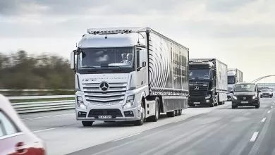 Trei MB Actros autonome și conectate în drum spre Rotterdam