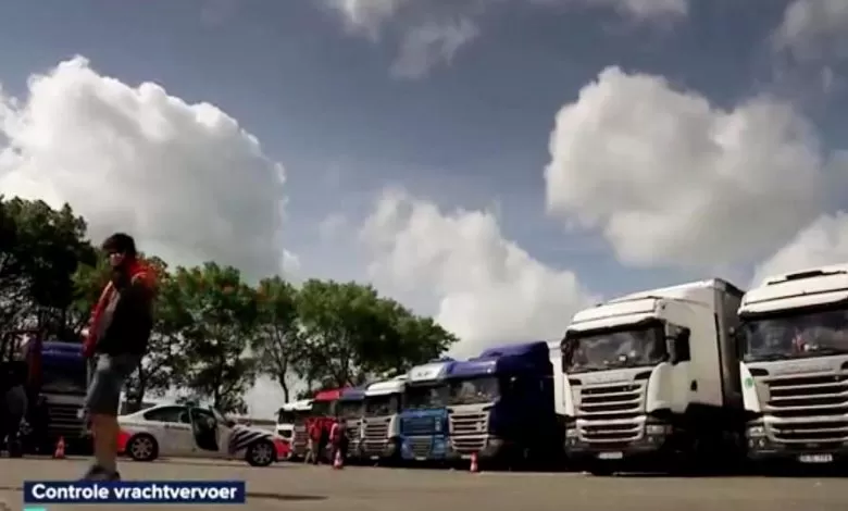 Control de proporții al belgienilor în parcarea de camioane din Zeebrugge