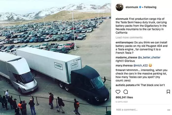 Tesla Semi a efectuat primul transport pentru linia de producție Tesla
