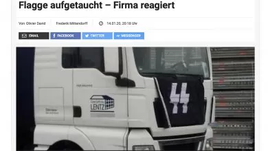Un camion cu însemne naziste fotografiat în trafic în Germania
