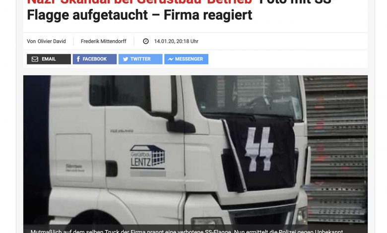 Un camion cu însemne naziste fotografiat în trafic în Germania