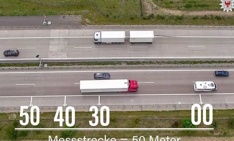 Acțiuni de control privind păstrarea distanței între vehicule, în special la camioane