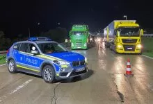 Control rutier nocturn al traficului rutier pe autostrada A3, lângă Passau