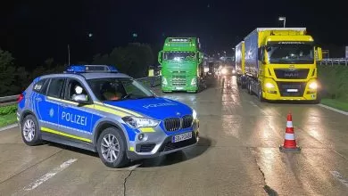 Control rutier nocturn al traficului rutier pe autostrada A3, lângă Passau