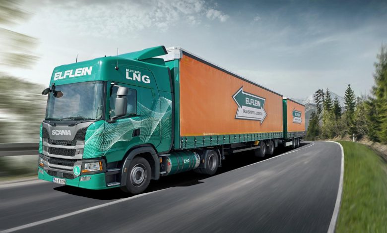 Camioane Scania ultra-lungi cu LNG utilizate în logistica Volkswagen
