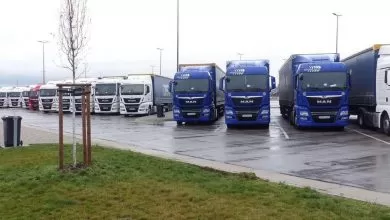 Parcare publică din Germania blocată de camioanele a două firme din România și Polonia