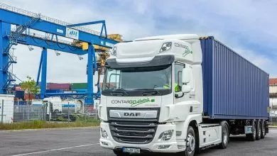 Contargo transportă containere cu două camioane electrice DAF CF