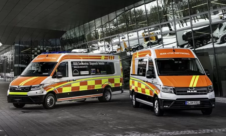 Centru mobil de vaccinare bazat pe modelul electric MAN eTGE 1 Centru mobil de vaccinare bazat pe modelul electric MAN eTGE