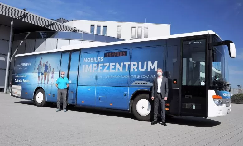 Setra MultiClass S 415 LE transformat în centru de vaccinare mobil