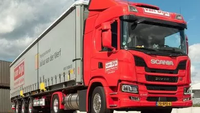 Combinație de 50 de tone tractată de un model Scania cu biogaz