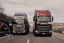 Scania 770 vs 730, cu 64 de tone, în urcare dificilă (VIDEO)