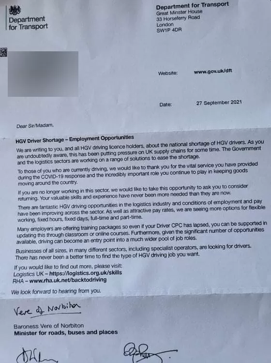 Guvernul britanic trimite scrisori foștilor șoferi de camion pentru a-i ruga să revină la profesie