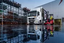 Electricul MAN eTGM, folosit pentru transport de materiale de construcții