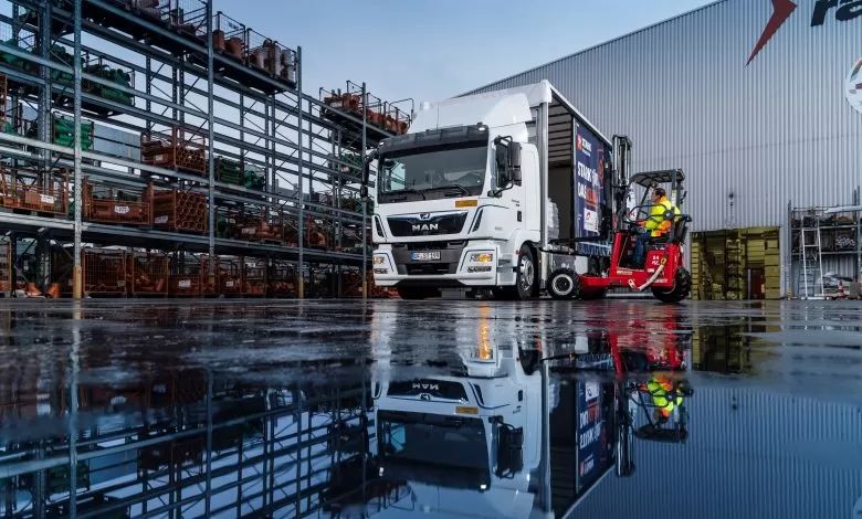 Electricul MAN eTGM, folosit pentru transport de materiale de construcții