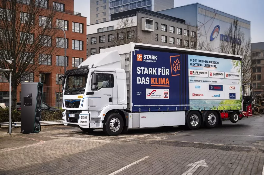 Electricul MAN eTGM, folosit pentru transport de materiale de construcții