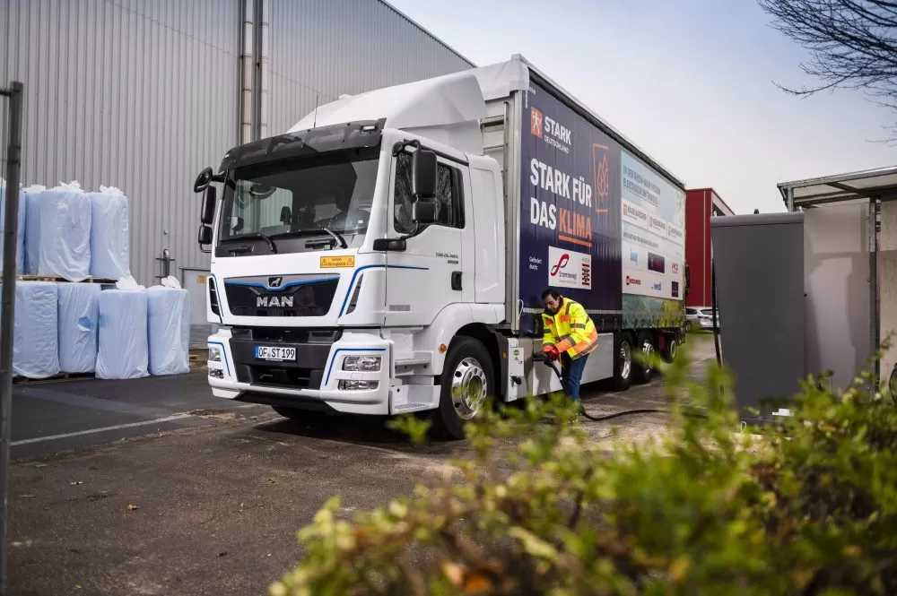 Electricul MAN eTGM, folosit pentru transport de materiale de construcții