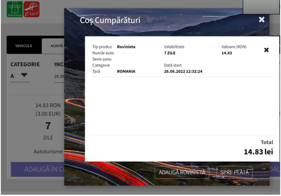 Cum puteți achiziționa rovinieta prin intermediul site-ului CNAIR 12 10