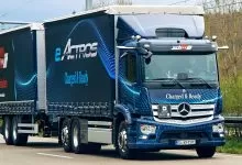 Mercedes-Benz eActros, folosit într-o combinație de 40 de tone