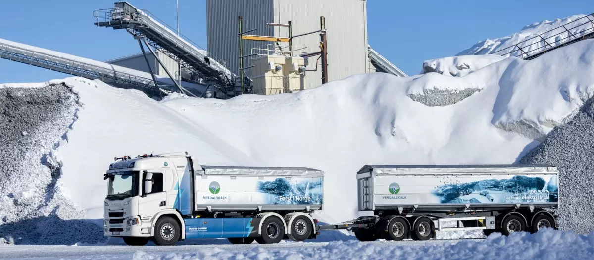 Scania a livrat un camion electric de 66 de tone pentru Verdalskalk