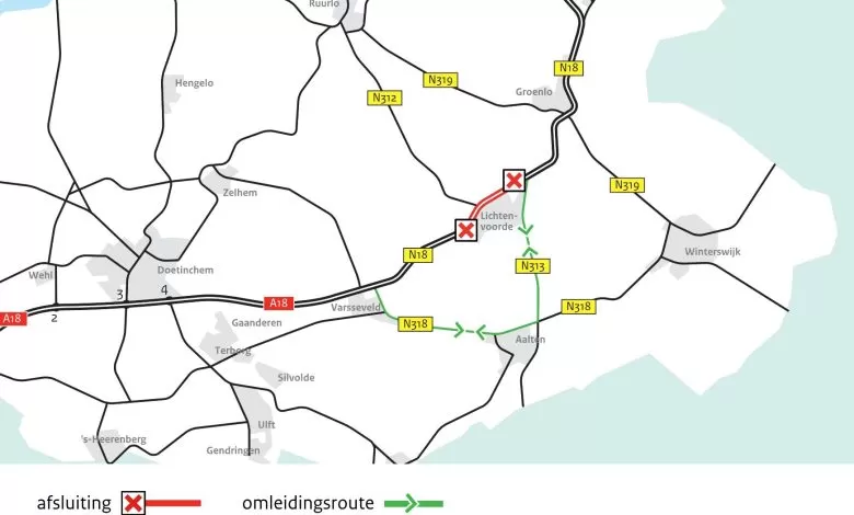 Olanda: N18 la Lichtenvoorde va fi închis între 31 martie și 17 aprilie 1 Olanda: N18 la Lichtenvoorde va fi închis între 31 martie și 17 aprilie