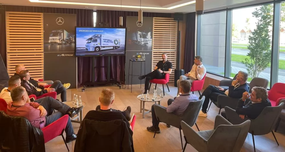 Teste cu camioane electrice eActros 300/400, la Brașov
