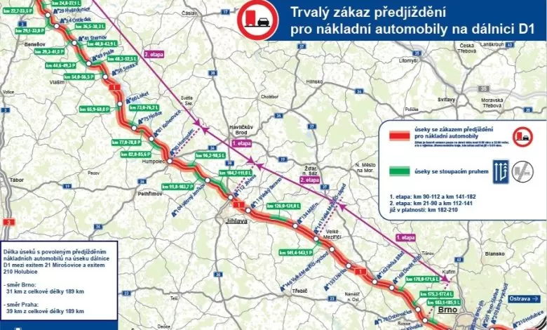 Cehia: Interdicția de depășire pentru camioane de pe D1 a intrat în vigoare