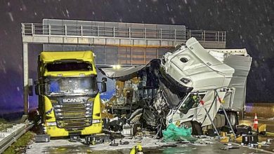 Germania: Doi polițiști răniți într-un carambol de camioane pe A5