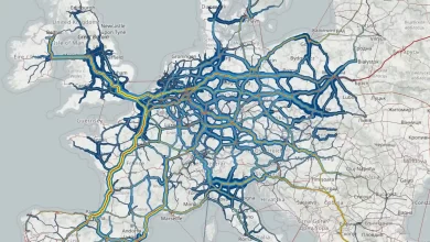 Harta traficului de camioane în Europa dezvăluie coridoarele strategice pentru infrastructura de încărcare electrică 4 Harta care arată fluxurile anuale de camioane pe principalele coridoare europene de transport