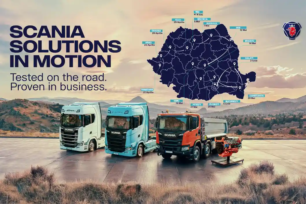 Caravana Scania Solution in Motion ajunge în 14 orașe din România