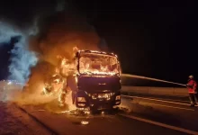 Incendiu puternic la un cap tractor MAN TGX pe A3, în Germania